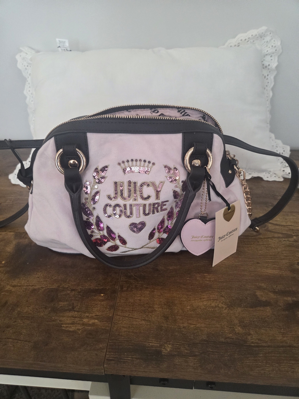 Juicy Couture Pink Embellished Satchel Bag